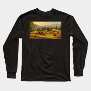 An artificial intelligence dreamscape of a fall harvest scene Long Sleeve T-Shirt